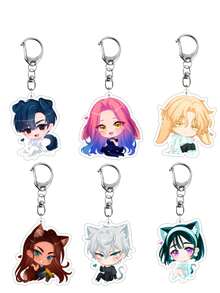 Anime Alien Stage Chibi Character Keychains - Luka, Ivan, Till, Mizi, Hyuna, Sua, Keychain, Game Accessories, Backpack Charm, Jewelry Gift - Multicolor - View 3