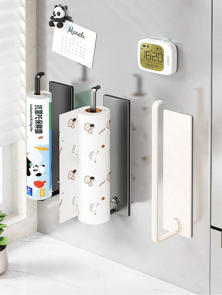 2 Packs/1-Pack Bathroom Tissue Holder, Toilet Paper Holder, Toilet Paper Box, Toilet Paper Box Storage Rack, Roll Paper Holder, Bathroom Storage Rack. No Drilling Required. Also Suitable For Towels, Kitchen Cling Film, And Clothes Rack Storage. - Multicolor - View 1