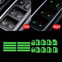 1pc Car Window Switch Button Sticker, Glow-In-The-Dark Design, Easy To Apply And Remove, Car Door Safety Decorative Decal - Multicolor - View 6