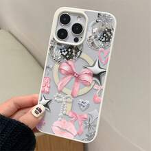 Patrón de lazo, carcasa simple y de moda para teléfonos móviles, compatible con iPhone 11 / 12 / 13 / 14 / 15 / 16 / Pro / Max y Galaxy plus / Pro / S22 / S23 / S24 / s25 / ultra / fe. Muy adecuado como regalo de vacaciones, regalo de San valentín. - Blanco - Ver 3