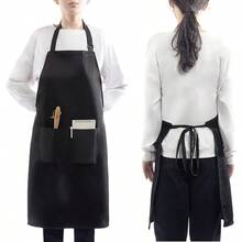 4 Packs Chef Apron Black Waterproof Apron Adjustable Aprons With 2 Pockets For Men Women Professional Aprons For Kitchen Cooking Gardening Painting Baking Restaurant Black - Đen + Polycotton - Xem 6