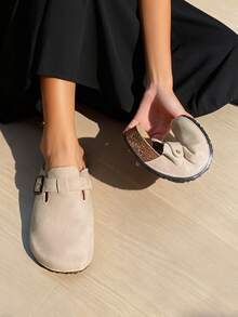 Giày bệt nữ, Sandal nữ [Nhỏ hơn 2 size], Giày nữ mũi tròn khóa cài, Sandal trắng, Clogs nữ, Giày Mule, Giày Loafer, Giày bệt, Sandal, Dép đi trong nhà, Dép thời trang mùa hè đế dày, Khóa kim loại điều chỉnh được, Giày xỏ, Dép nữ, Sandal bệt nữ, Dép nữ đi ngoài trời, Giày đi làm, Dép đi trong nhà, Dép đi trong nhà, Giày Mule - trắng - Xem 4