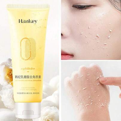 1支100克乳酸去角质霜，面部护理，清洁去角质，保湿，清洁黑头，收缩毛孔，去除油脂残留和暗沉肌肤，提亮肤色，改善粗糙肤质，增强肌肤光泽，温和不刺激，令肌肤光滑、柔软、透亮。