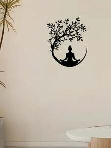 1 peça de arte de parede em metal com a Árvore da Vida e Buda da Meditação, artesanato multifuncional para pendurar na parede, ideal para escritório, sala de estar, quarto, pátio, cozinha, terraço, entrada de loja, café, salão de dança, bar e sala de ioga. Decoração zen para parede, decoração moderna para casa, presente perfeito para inauguração de casa, aniversário ou Natal. - Multicolorido - Ver 3