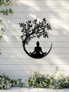 1 peça de arte de parede em metal com a Árvore da Vida e Buda da Meditação, artesanato multifuncional para pendurar na parede, ideal para escritório, sala de estar, quarto, pátio, cozinha, terraço, entrada de loja, café, salão de dança, bar e sala de ioga. Decoração zen para parede, decoração moderna para casa, presente perfeito para inauguração de casa, aniversário ou Natal. - Multicolorido - Ver 4