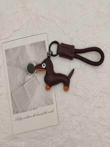 1个迷你卡通腊肠犬钥匙扣挂件，PU材质，可爱腊肠犬造型，可作腕带、车钥匙链、背包装饰、动物背包挂饰、狗狗配饰，适合母亲节、父亲节、情人节等节日作为装饰挂件小礼物 - 彩色 - 查看 13