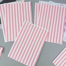 10PCS/20PCS/50PCS Pink And White Striped Gift Wrapping Paper Bags, Thickened Gift Packaging Bags, DIY Decorative Gift Paper Bags, No Stickers - Multicolor - View 4