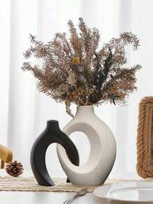 两件套波西米亚风花瓶，现代简约甜甜圈造型玻璃花瓶，适用于客厅、餐厅、办公室、玄关、书架、咖啡桌、桌面装饰，生日、毕业礼物、房间装饰 - 組合依偎 - 查看 3