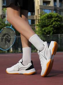 Teenagers' Professional Badminton Shoes, New Shock-Absorbing Durable Sports Shoes For Men And Women, Training Couples Non-Slip Tennis Shoes - White - View 9