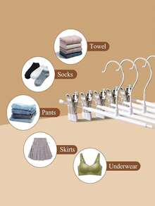 60个/20个/10个/5个装重型裤架，带防滑夹 - 节省空间的衣柜收纳架，涂层裤夹，裙子夹，不锈钢晾衣架，非常适合浴室、卧室、衣柜和宿舍使用 - 多色 - 查看 8