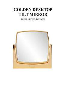 CHANEL Reversible Gold-Framed Double-Sided Mirror. Square Makeup Mirror. Portable Desktop Makeup Mirror. Luxurious And High-End. - Gold - View 6