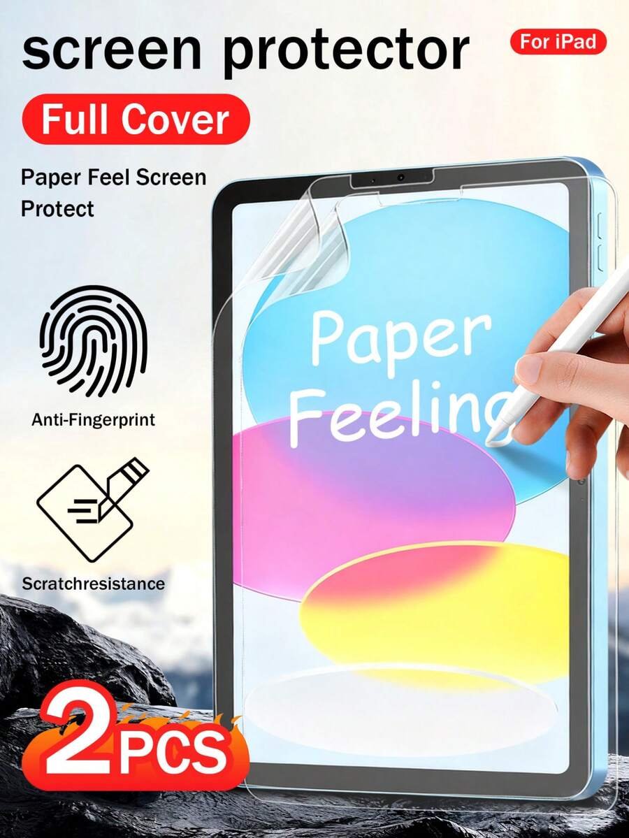 Yezodawee 2024新款纸质触感屏幕保护膜，适用于iPad Mini 7/4/5/6、iPad 10/11、iPad Pro 11/13，是馈赠亲友的理想之选，哑光质感，防眩光，防水，防震，防刮擦，防指纹，全覆盖。 - 2個 - 查看 1
