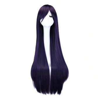32-Inch Purple Long Straight Wig With Bangs,Halloween, Music Festival - Beginners Friendly, Synthetic Hair Carnival Christmas Dress Up Wig Or Daily Wear