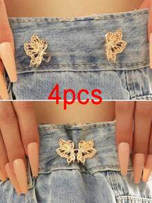 2 chiếc khóa bướm chất lượng cao, khóa thắt lưng kim loại, khóa điều chỉnh eo không đường may có thể tháo rời cho quần jean, váy, quần tây, túi xách, phù hợp cho nữ sinh, đa năng dùng hàng ngày, màu vàng và bạc. - Nhiều màu - Xem 15