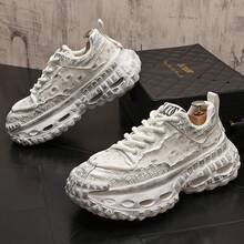 Canvas Comfortable Breathable Casual Shoes Thick Sole Dad Shoes Versatile Low Top Sequin Personality Running Shoes Men's Shoes - Tiêu chuẩn đen - Xem 11