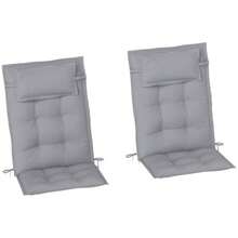 Set Of 2 Outsunny Cushions For Sun Loungers, Water-Repellent, For Garden Loungers, Beach Chairs, Deck Chairs, Garden Furniture Cushions, 50 X 116 X 5 Cm, Light Grey - 灰色 - 查看 1