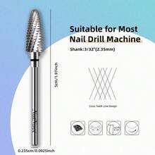 1 mũi khoan móng tay bằng cacbua - Loại bỏ gel cứng Acrylic nhanh chóng và an toàn, Bộ mũi khoan vonfram hình nón chuyên nghiệp, giũa móng tay Acrylic cho làm móng tay, móng chân, làm sạch biểu bì - màu đen - Xem 4
