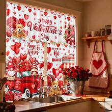1/2/3 Pezzi Set di tende da cucina, mantovane e tiers per la Festa di San Valentino, con decorazioni a cuore, palloncino, rosa, freccia, romantiche, tende corte per decorazione camera da letto, decorazione festa, forniture - Multicolore - Visualizzare 5