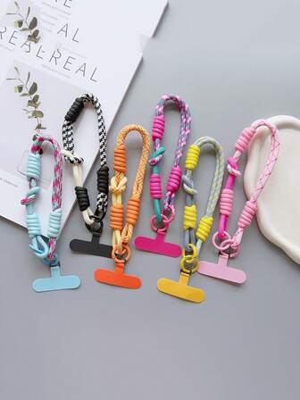 1pc Multicolor Dopamine Lanyard Wrist Strap, Keychain, Card Holder, Universal Phone Case Accessory, Anti-Lost, Anti-Drop, Portable