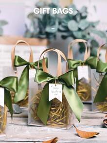 5/10pcs Set Premium Gift Bags With Thank You Tags And Ribbons, Matte Thick Paper Shopping Bags, Suitable For Back To School And Valentine's Day