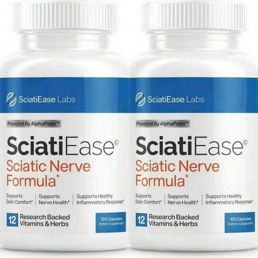 SciatiEase Sciatic Nerve Health Formula - AlphaPalm Pea, B Complex & 300mg Alpha Lipoic Acid |   USA Manufactured, GMP, Dairy Free - Pack Of 2 - View 1