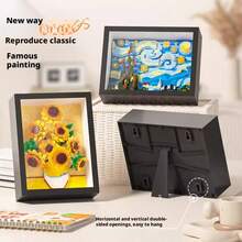 1000+ Pieces Famous Painting Pixel Art Building Blocks, With Frames, Van Gogh Starry Night, Kanagawa Wave, Sunflower Pixel Art Building Blocks Painting Toy Set, Living Room Home Decor, Creative DIY Wall Art Puzzle, Creative Gift - Multicolor - View 6