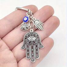 复古哈姆萨之手钥匙扣 - 蓝色珠子搭配哈姆萨之眼护身符，伊斯兰珠宝首饰，男女皆宜，圣诞节、情人节、新年、生日礼物 - 耐用的哈姆萨之手吊坠，象征好运和灵性，时尚复古设计，精致的哈姆萨之手和邪眼图案，蓝色珠子点缀，适合日常佩戴或作为礼物赠送 - 多色隨機 - 查看 5