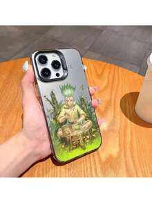 Anime D-Dr.STONES Phone Case FUNDA Compatible With 12 11 13 14 15 16 Max Pro Plus Mini Silver LMDaser Color Cover, Cover compatible with funda  17 pro max, funda  17 pro, funda  17, funda  16, funda  16 pro max, funda  15 - Z3 - Ver 4