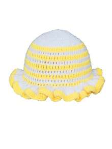 1 件女士手工条纹针织猫耳设计帽子，韩国 Y2k 风格街头潮流帽子可爱冬季秋季