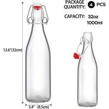 32oz Beer Bottle, Swing Top Glass Kombucha Bottles With Stoppers Brewing, Beverages, Smoothies, Kefir, Beer, Soda, Juicing, Kombucha, Oil, Milk, Vinegar4 Pack - Clear - View 2