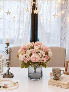 1/3 Stücke 11.22 Inch künstliche Hortensie, Rose, Gänseblümchen, Chrysanthemen Blumenstrauß, geeignet für Neujahrsparty, Hochzeit, Geburtstag Jahrestag, Kamin und Esszimmerdekoration, Innen-/Außenbereich Heimdekoration, Kranz, Geschenk, Thanksgiving Dekoration, DIY - Pink - Übersicht 5