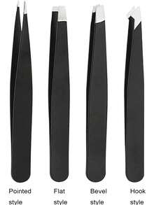 4Pcs Precision Tweezers Set For Eyebrows, Professional Stainless Steel Tweezers For Eyebrows - Great Precision For Facial Hair, Splinter And Ingrown Hair Removal Eyebrow Trimmers Hair Removal, Face Hair Removal, Hair Trimmer, Hair Trimmer, Barber Supplies, Haircut, Bag, Organizer, Storage, Hair Accessories - 黑色 - 查看 9
