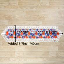 HXARTMIS 1pc Holiday Rose Print Table Runner, Hollow Lace Trim Tablecloth, Watercolor Floral Table Decor, Seasonal Kitchen/Dining/Bar Decoration, Suitable For Indoor/Outdoor Holiday, Home, Wedding, Party, Mother's Day, Valentine's Day, Multiple Sizes Available - Color - View 10