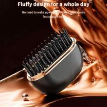 New Mini Straightening Brush, Portable Fashion Slouchy Hair Straightener, USB Rechargeable Flat Iron, Wireless Straightening & Curling 2-In-1 Hair Styler - Multicolor - View 9