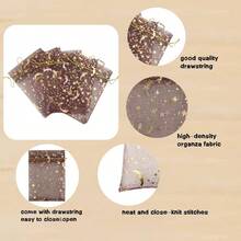 8.9cmx 12cm, Coffee - Moon Organza Jewellery Pouch Candy Pouch Drawstring Wedding Favour Bags coffee, 8.9cmx 12cm - Cafetería - Ver 6