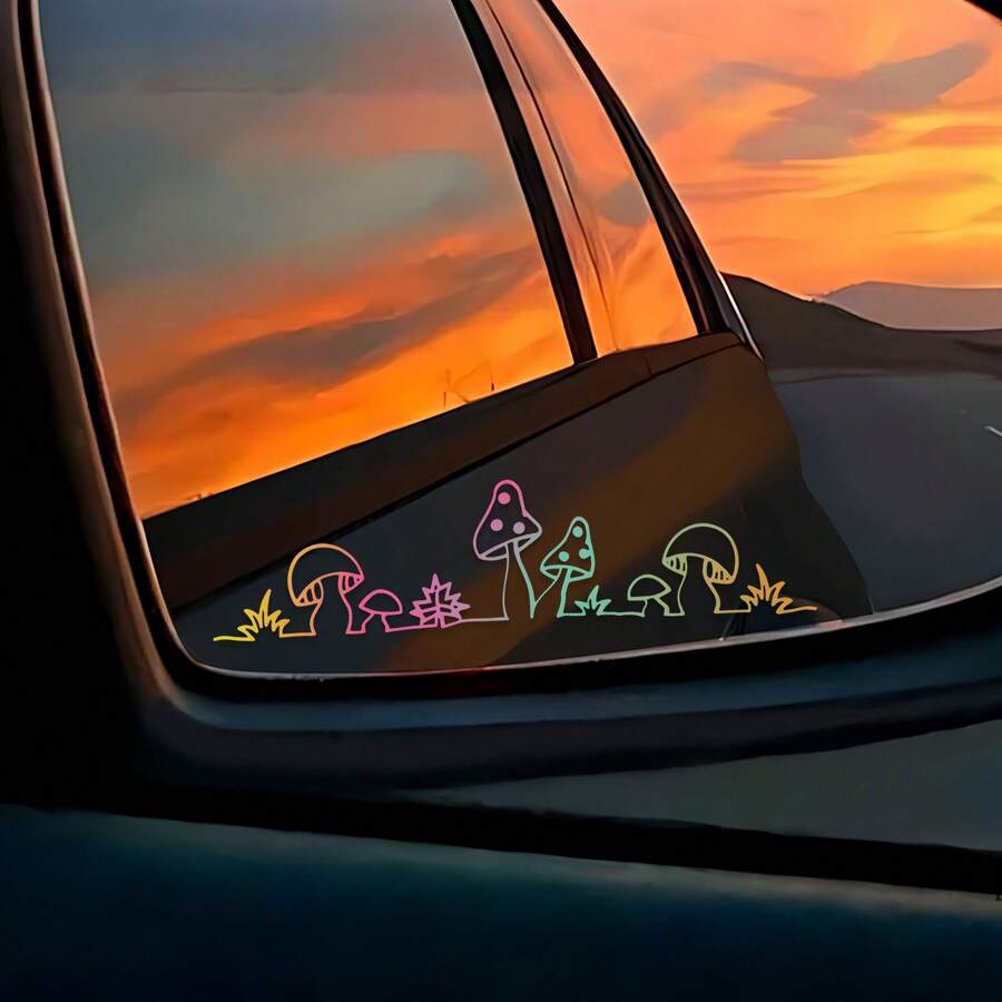 Charming Mini Mushroom Vinyl Sticker - Perfect For Car Rearview Mirrors And Indoor/Outdoor Use - one-size - View 1