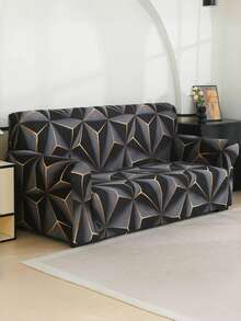 1pc Printed Elastic Sofa Cover, Minimalist All-Season Universal Full Coverage Sofa Protector, Home Decor - Black - View 9