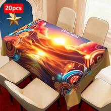 1/20 piezas Mantel de Ramadán, con estilo árabe y patrón de amanecer del desierto soñador, adecuado para la sala de estar, la mesa del comedor y otros escenarios, agregando un ambiente festivo y mejorando la estética del espacio.