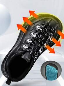 1双男士撞色宽楦休闲运动鞋，系带，防水，防滑，宽鞋头，宽松版型，户外，春秋季