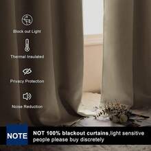 Hiasan Short Room Darkening Curtains 36 Inch Long, Bathroom Small Window Curtains Rod Pocket & Back Tab Thermal Drapes Sewn With Tiebacks For Kitchen Basement, 42\ Width, Light Beige, 2 Panels,42inchWx36inchL(Packof2),LightBeige - 淺米色 - 查看 3