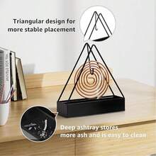 1个大型三角形金属蚊香架，创意香炉带烟灰缸，室内/户外露营蚊香架，全金属三角形悬挂式蚊香盘，烟灰收集收纳架，垂直蚊香支撑底座 - 彩色 - 查看 6