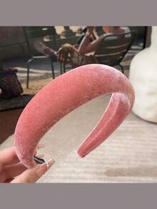 1件装时尚天鹅绒宽檐发箍，2025新款秋冬复古优雅发饰 - 彩色 - 查看 3