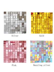 5pcs/Set Metallic Shimmery Backdrop Boards, 30*30cm, Party Decoration, Gold, Silver, Colorful - 5 Pieces Of Iridescent Silver Wind-driven Semi-transparent Base Plate - View 2