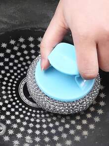 12 PIEZAS Almohadillas de Fregado de PET, Bolas de Limpieza con Mangos Ergonómicos. Almohadillas Limpiadoras sin Rayar para Ollas, Fácil de Limpiar, Sin Rayones ni Residuos. Almohadillas de Limpieza de Cocina, Cepillo de Plástico y Metal Duradero para Ollas, Sartenes, Utensilios Antiadherentes - Estropajo Reutilizable, Cuidado de Utensilios Antiadherentes, Cepillo para Ollas, Fregado Sin Rayar, Diseño Duradero, Cepillo Duradero, Cepillo de Limpieza de Cocina, Para Entusiastas de la Cocina. - Multicolor - Ver 4