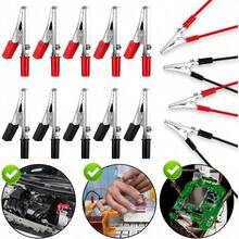 10 Pcs Electrical Test Clamps - Metal Alligator Clips With Red & Black Insulated Handles For Circuit Testing, Battery Charging & DIY Projects (Bulk Pack) - Đen và Đỏ - Xem 6
