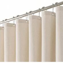 New Thick Linen Fabric Textured Shower CurtainLuxury Heavy Duty Waterproof Polyester Cloth Shower Curtains For Bathroom Hotel Quality 72 X 72 Inches Beige/Cream - BeigeCream - View 2