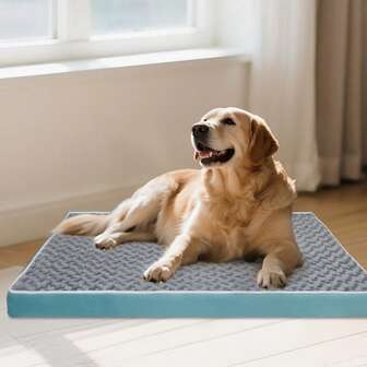 大型犬床垫，矫形宠物垫，适用于中大型犬猫，柔软涤纶材质，长方形设计，灰色，易于清洁且经久耐用，可拆卸宠物沙发垫