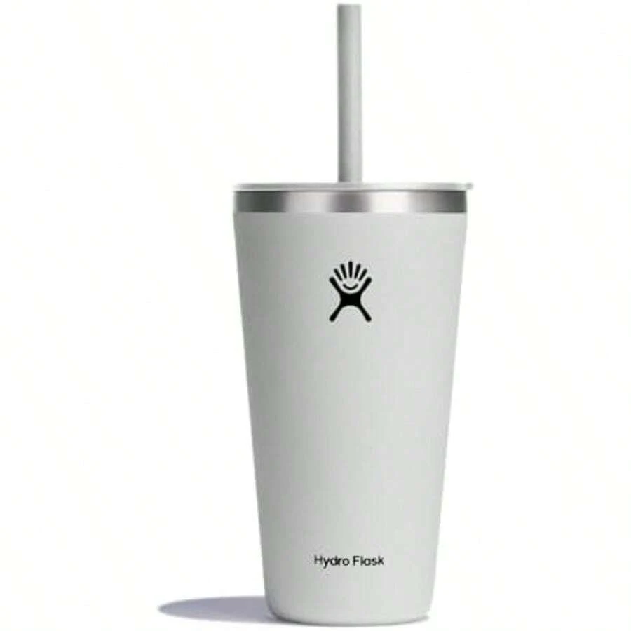 Flask - Tapa de popote, taza de viaje aislada, taza de café de acero inoxidable, 28 onzas, color blanco(Tapa con pajita Blanco) - Multicolor - Ver 1