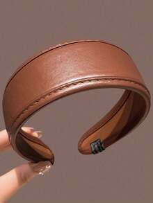 1件复古简约皮革宽发带，新款时尚女士发箍，高冠发圈配饰 - 彩色 - 查看 12