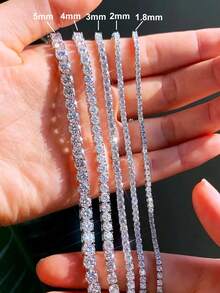 1pc 2mm-3mm Four-Claw Full Diamond Bracelet 925 Sterling Silver Shining Light Luxury And High-End Exquisite Fine Jewelry Gifts For Women - Tennis Bracelet - View 6